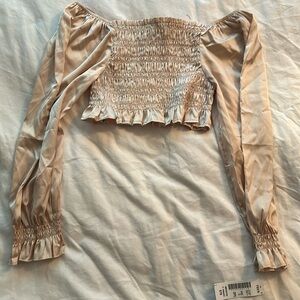 Square neck ruched gold crop top